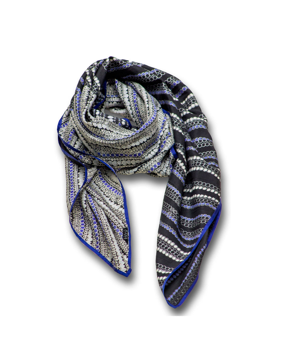 Black Blue Pearl String Square Scarf – Rasa Jaipur